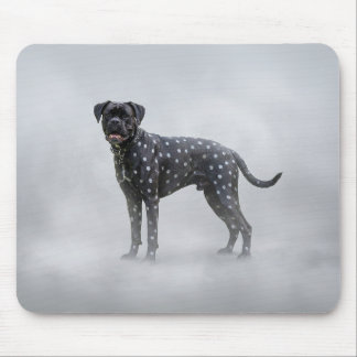 Fantasy Svart Boxerhund Med Silver Prickar Musmatta