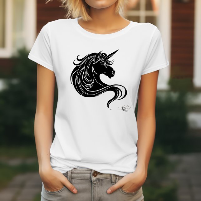 Fantasy Svart Tribal Enhörning Vit Minimalistisk Tröja (Skapare uppladdad)