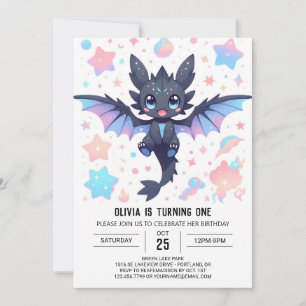 Fantasy Sweet Dragon 1:a födelsedagen Inbjudningar