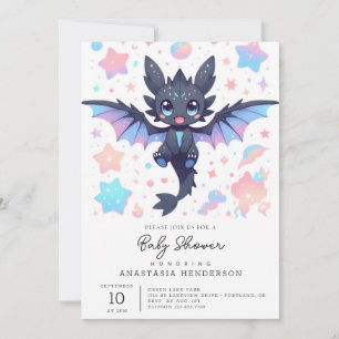 Fantasy Sweet Dragon Baby Shower Inbjudningar