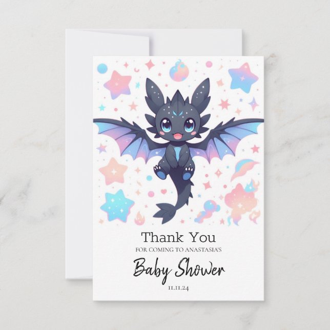 Fantasy Sweet Dragon Baby Shower Tack Kort (Framsida)