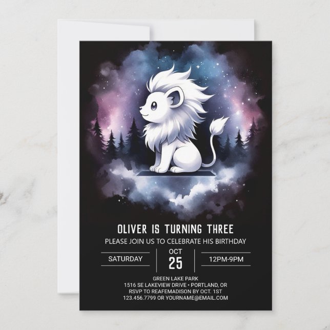 Fantasy Sweet Lejon Birthday Inbjudningar (Framsida)