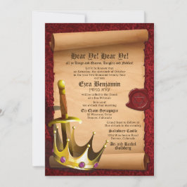 Fantasy Sword Krona Medieval Times Pub Mitzvah Inbjudningar