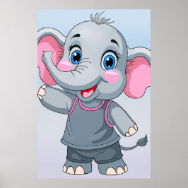 Fantasy Tecknad Baby Elephant Poster