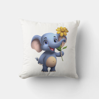 Fantasy Tecknad Elephant Dekorativ kudde