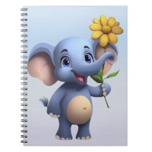 Fantasy Tecknad Elephant Notebook 6,5 x 8,75 tum