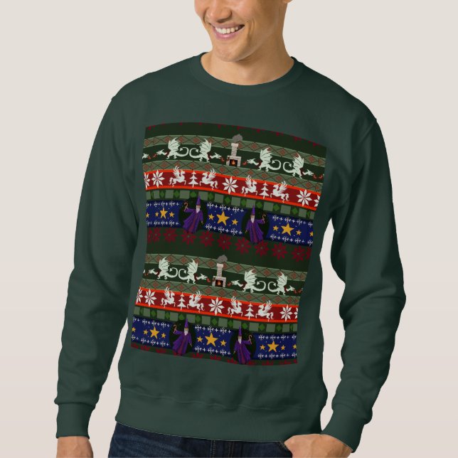 Fantasy-tema för Ugly Sweater Lång Ärmad Tröja (Framsida)