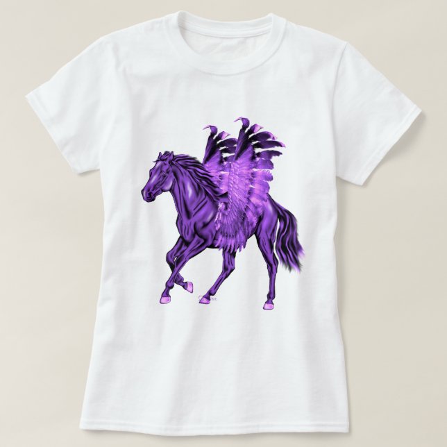 Fantasy Theme Lila Pegasus Winged Horse T-shirt (Design framsida)