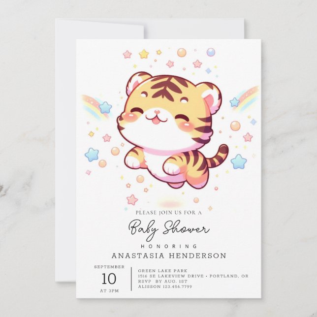 Fantasy Tiger Baby Shower Inbjudningar (Framsida)