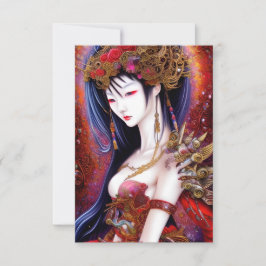 Fantasy Triptych, vacker japansk flicka Tack Kort