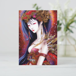Fantasy Triptych, vacker japansk flicka Tack Kort
