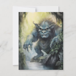 Fantasy Troll Layed in Wait for Be Julkort