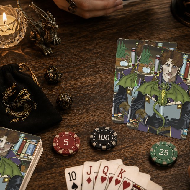Fantasy Trollkarl Böcker Drakdrikor Casinokort (Skapare uppladdad)