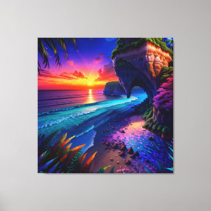 Fantasy Tropical Beach Four Canvastryck