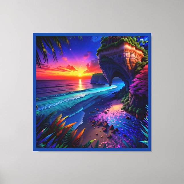 Fantasy Tropical Beach Four Canvastryck (Framsida)