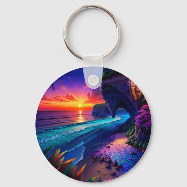 Fantasy Tropical Beach Four Nyckelring (Framsida)
