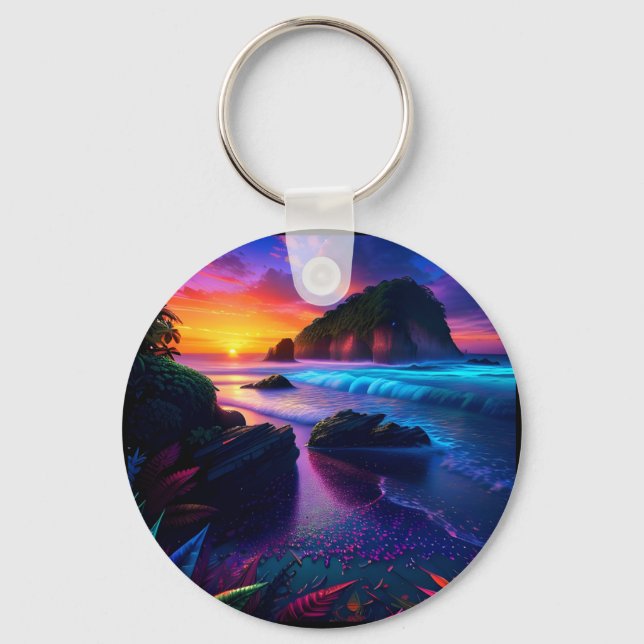 Fantasy Tropical Beach One Nyckelring (Framsida)