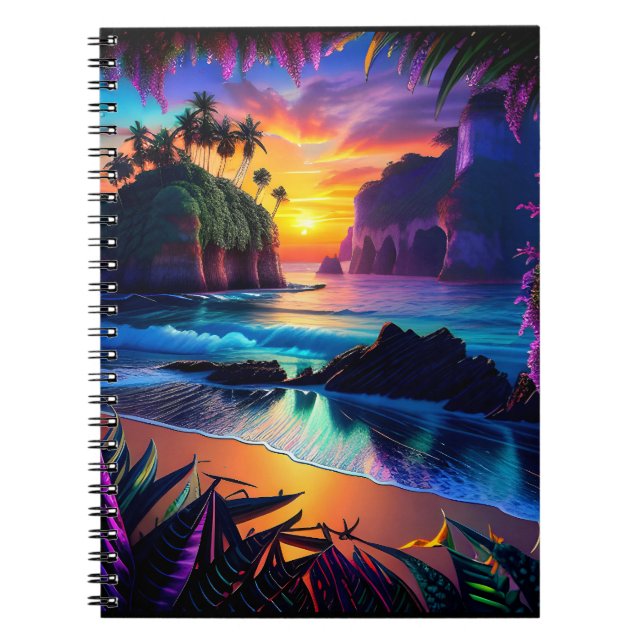 Fantasy Tropical Beach Three Anteckningsbok (Framsidan)