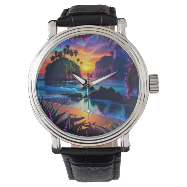 Fantasy Tropical Beach Three Armbandsur (Framsida)