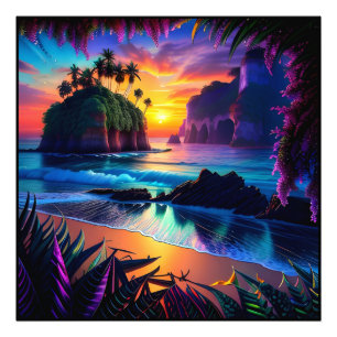 Fantasy Tropical Beach Three Fototryck