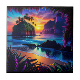 Fantasy Tropical Beach Three Kakelplatta