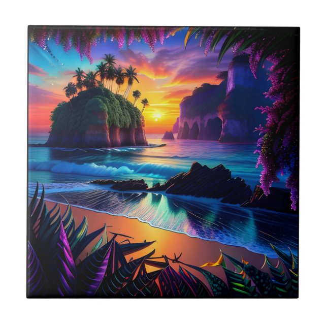 Fantasy Tropical Beach Three Kakelplatta (Framsidan)