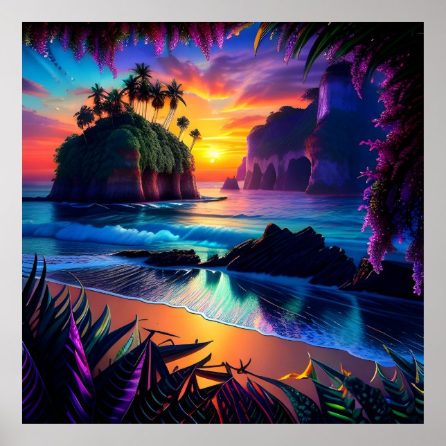 Fantasy Tropical Beach Three Poster (Framsidan)