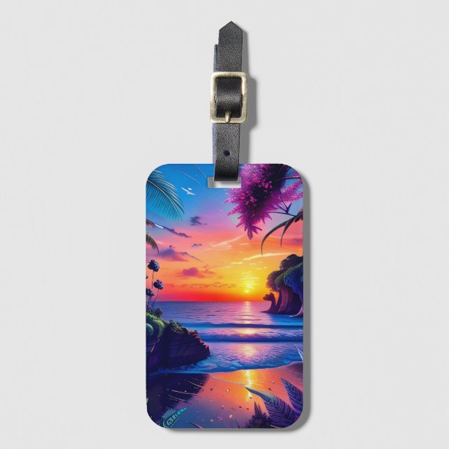 Fantasy Tropical Beach Two Bagagebricka (Framsida vertikal)