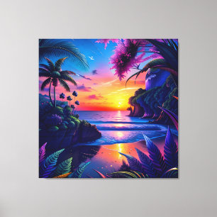 Fantasy Tropical Beach Two Canvastryck