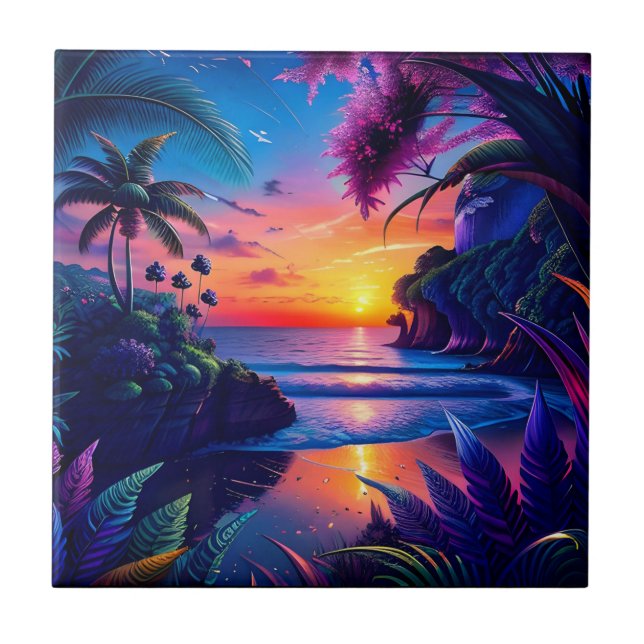 Fantasy Tropical Beach Two Kakelplatta (Framsidan)