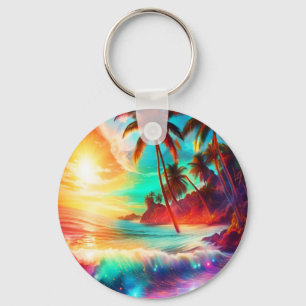 Fantasy Tropical Island Nyckelring