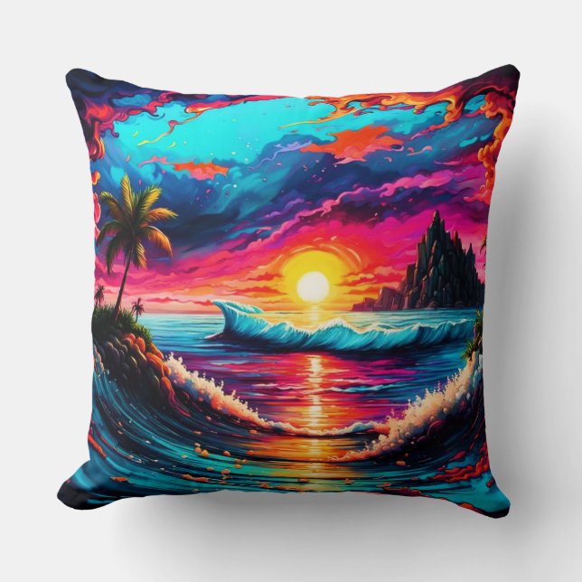 Fantasy Tropical Sunset Kudde (Framsida)