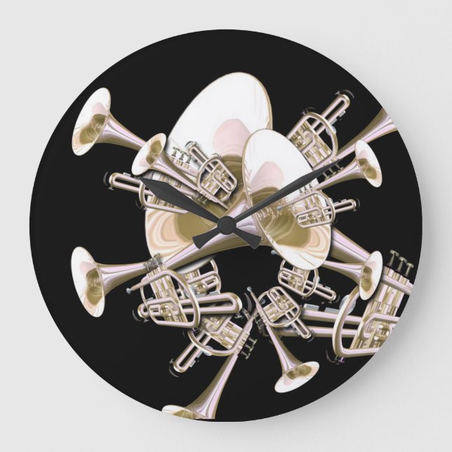 Fantasy Trumpets Music Älskare Wall Clock Stor Klocka (Framsida)