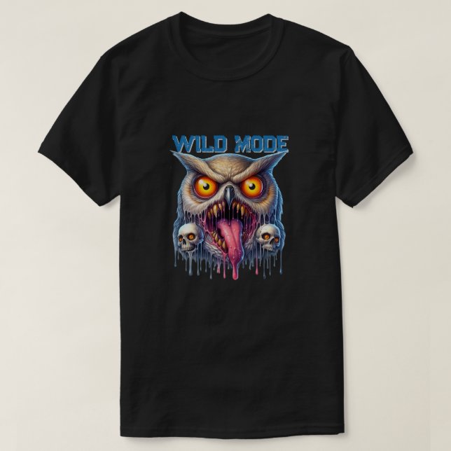 Fantasy Ugglan i Vild Mode T Shirt (Design framsida)