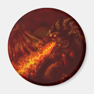 Fantasy Underbar Red Dragon Breathing Fire Magnet