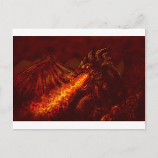 Fantasy Underbar Red Dragon Breathing Fire Vykort