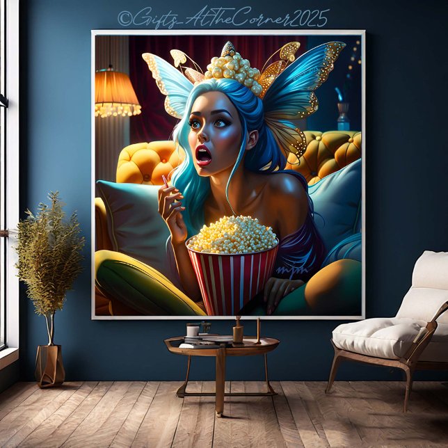 Fantasy underbart vackert Fairy tittar på film Canvastryck (Skapare uppladdad)