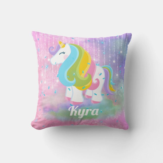 Fantasy Unicorn add namn hemdekudde Kudde (Framsida)