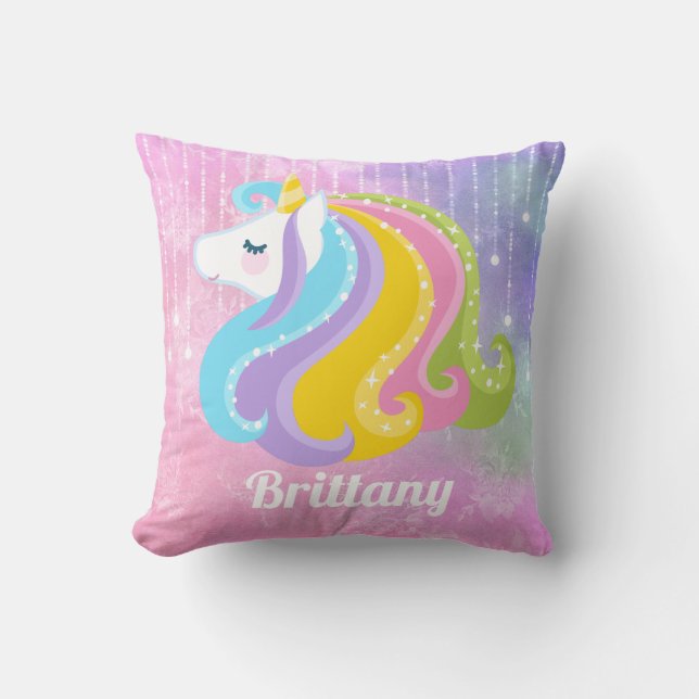 Fantasy Unicorn add namn hemdekudde Kudde (Framsida)