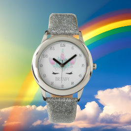 Fantasy unicorn ansikte add namn watch armbandsur