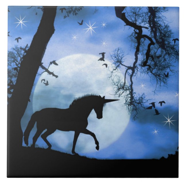 Fantasy Unicorn Art Tile Kakelplatta (Framsidan)
