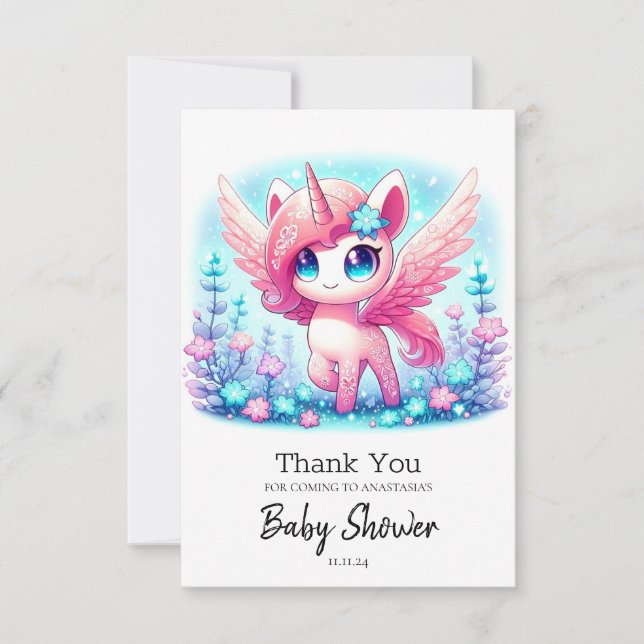 Fantasy Unicorn Baby Shower Tack Kort (Framsida)