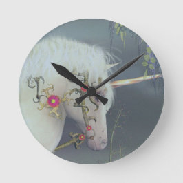 Fantasy Unicorn Clock Rund Klocka