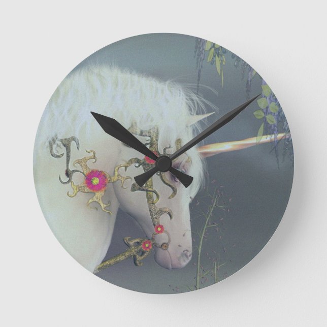 Fantasy Unicorn Clock Rund Klocka (Framsida)