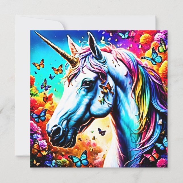 Fantasy Unicorn Design Julkort (Framsida)