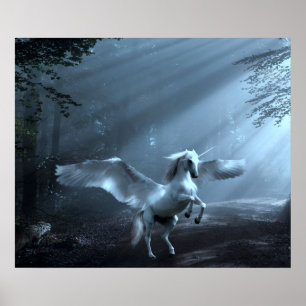 Fantasy Unicorn i Forest Poster
