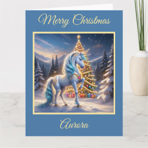 Fantasy Unicorn i julvintern Wonderland Kort