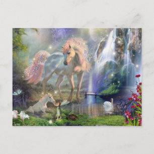 Fantasy Unicorn Mamma och Baby Vykort