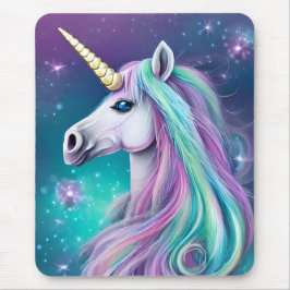 Fantasy Unicorn med Blue and Rosa Hair Musmatta