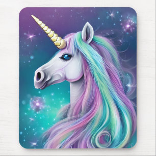 Fantasy Unicorn med Blue and Rosa Hair Musmatta